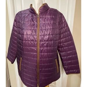 Oberstoff Packable Quilted Purple Jacket Zip Closure Pockets Womens Size 16